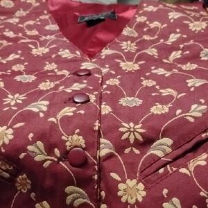 Floral Burgundy Button-Up Vest